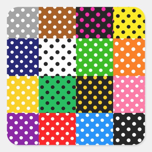 Sticker Carré Pois de surfaces composées multicolores (Devant)