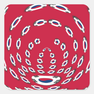 Sticker Carré Pois du drapeau sud-coréen : une torsion florale