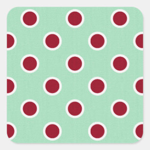 Sticker Carré Pois en rouge foncé sur vert pâle