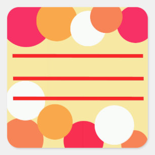 Sticker Carré Pois rose, orange et jaune