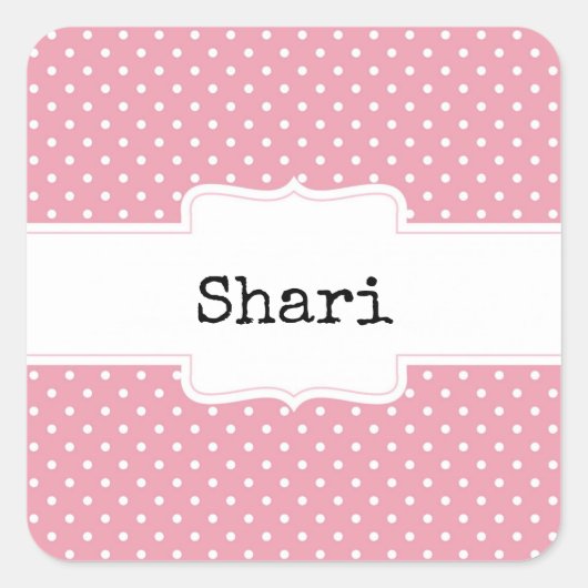 Sticker Carré Pois roses et blancs personnalisés (Devant)