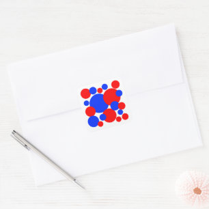 Sticker Carré Pois rouge, blanc et bleu