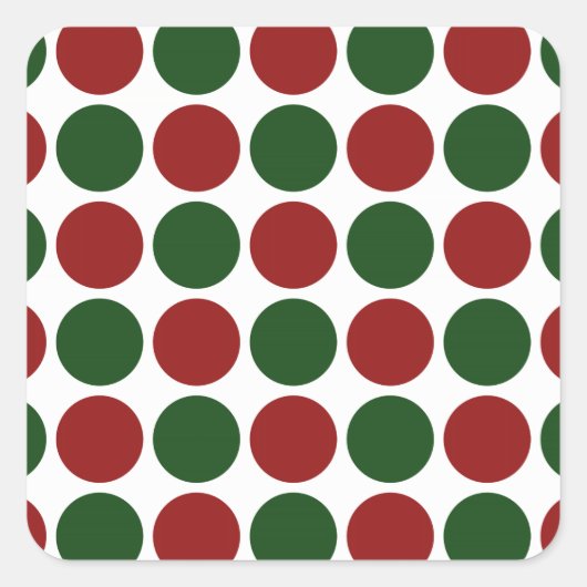 Sticker Carré Pois rouges et verts en blanc (Devant)