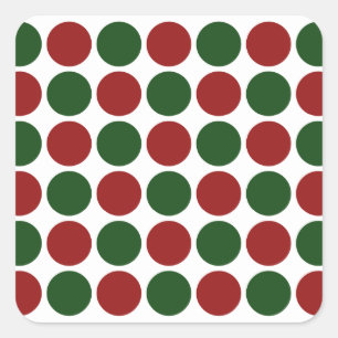 Sticker Carré Pois rouges et verts en blanc