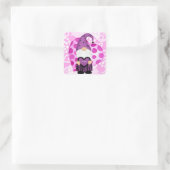 Sticker Carré Pois violet rose Valentine Gnome (Sac)