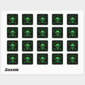 Sticker Carré Poison Crâne et os croisés Halloween Design Imprim (Feuille)
