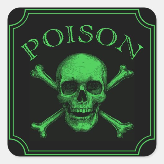 Sticker Carré Poison Crâne et os croisés Halloween Design Imprim (Devant)