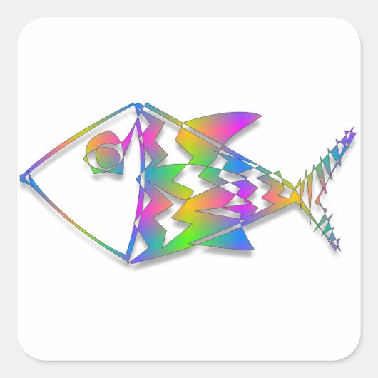 Sticker Carré Poisson Abstrait (Devant)
