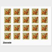 Sticker Carré Poisson Antique Carrelage Ancien art (Feuille)