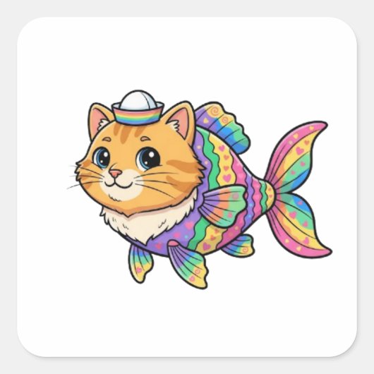 STICKER CARRÉ POISSON-CHAT (Devant)