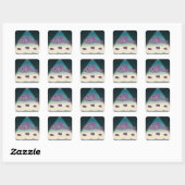 Sticker Carré Poisson Dessin Animé (Feuille)