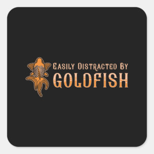 Sticker Carré Poisson D'Or Facilement Distrait Par Poisson D'Ore