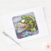 Sticker Carré Poisson "Électrique" Avec Attitude (Enveloppe)