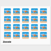 Sticker Carré Poisson et appât en amour (Feuille)