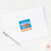 Sticker Carré Poisson et appât en amour (Enveloppe)