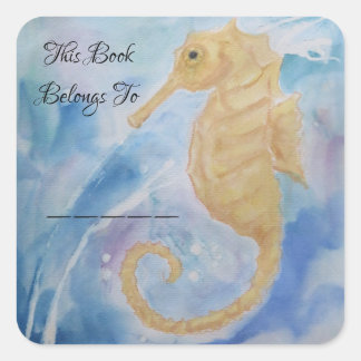 Sticker Carré Poisson hippocampe Océan Mer Plage Girard Esprit T