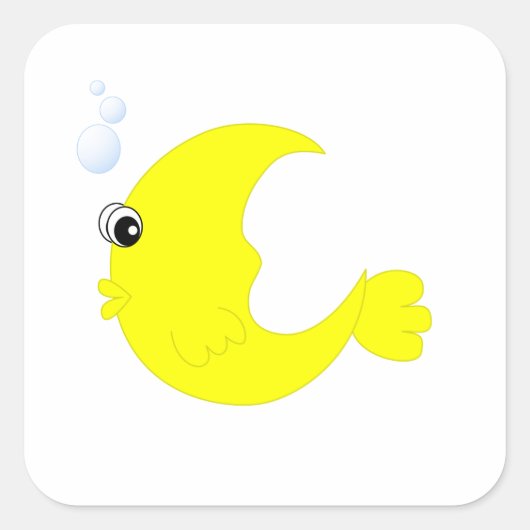 Sticker Carré Poisson Lune (Devant)