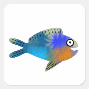 Sticker Carré Poisson mignon