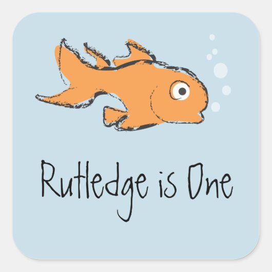 Sticker Carré Poisson Or mignon (Devant)