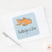 Sticker Carré Poisson Or mignon (Enveloppe)