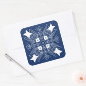 Sticker Carré Poisson sous-marin avec Arrière - plan bleu (Enveloppe)