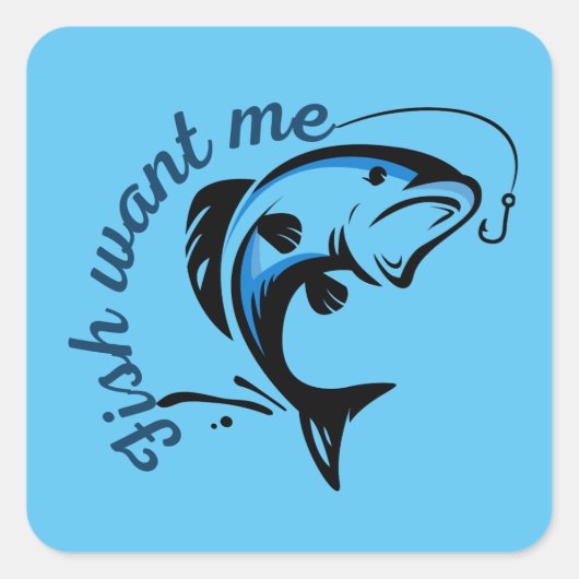 Sticker Carré Poisson veut moi (Devant)