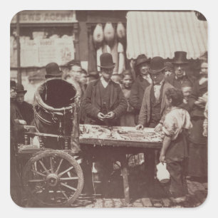 Sticker Carré Poissons bon marché de St Giles, de la 'vie dans