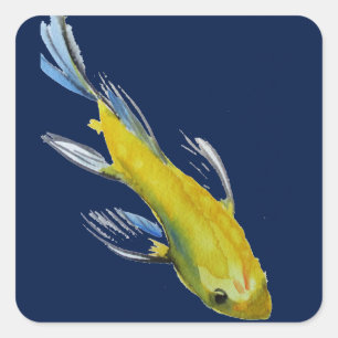 Sticker Carré Poissons pour aquarelle d'art de carpe japonaise