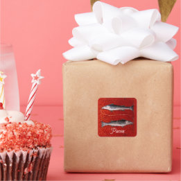 Sticker Carré Poissons signe Zodiaque Poisson fête d'anniversair