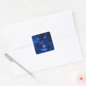 Sticker Carré Poissons Zodiac Constellation Bleu Galaxie Céleste (Enveloppe)