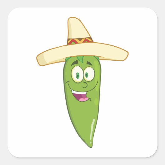 Sticker Carré Poivre au chili vert souriant (Devant)