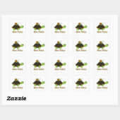 Sticker Carré Pokes lents Cute Turtle et Snail (Feuille)
