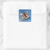 Sticker Carré Polar Bear Mid-air on a Snowboard (Sac)