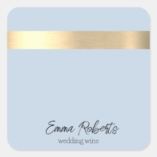 Sticker Carré Polar Sky Blue Gold Foil Rustique Faux
