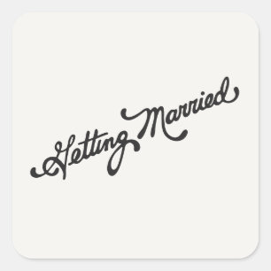 Sticker Carré Police de mariage vintage pour mariage