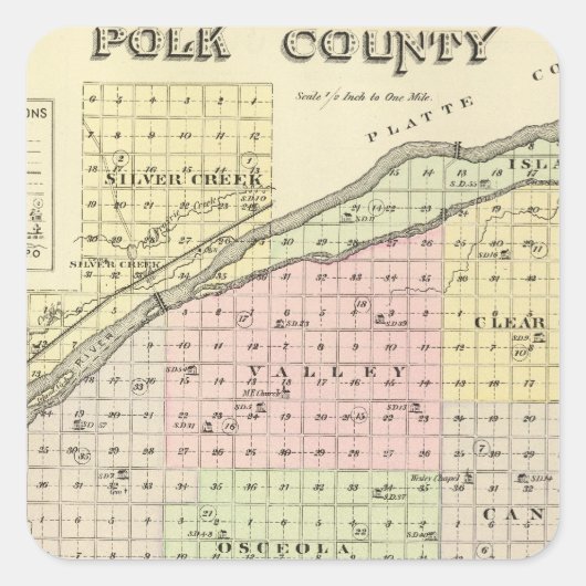 Sticker Carré Polk County, Nebraska (Devant)