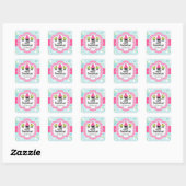 Sticker Carré Polka Dot Crazy Cupcake Boulangerie Couvercles (Feuille)