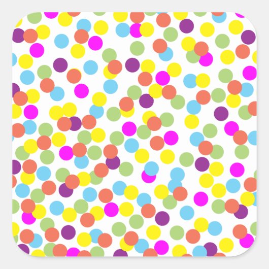 Sticker Carré Polka-Dots colorés sur blanc (Devant)