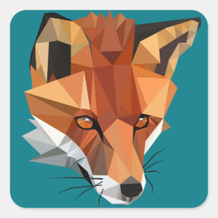 Sticker Carré Polygon moderne Fox personnalisé