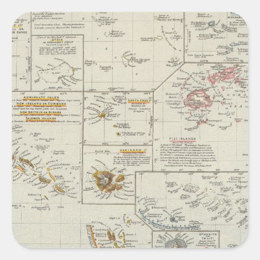 Sticker Carré Polynésie, îles du Pacifique (Devant)