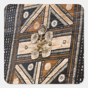 Sticker Carré Polynésie, Royaume des Tonga. Détail du tapa