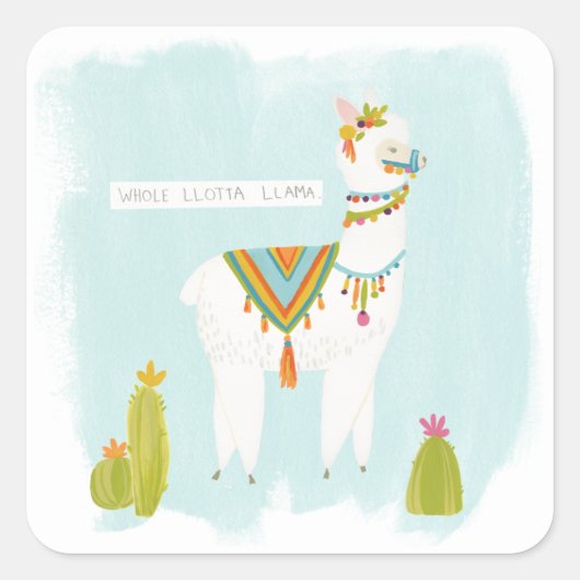 Sticker Carré Pom Pom Llama Rama - Toute Lotta Llama (Devant)