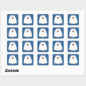 Sticker Carré Pomeranian blanc drôle (Feuille)