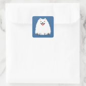 Sticker Carré Pomeranian blanc drôle (Sac)