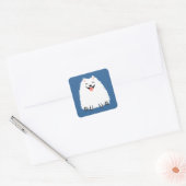 Sticker Carré Pomeranian blanc drôle (Enveloppe)