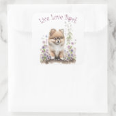 Sticker Carré Pomeranian Chien Maman Floral (Sac)
