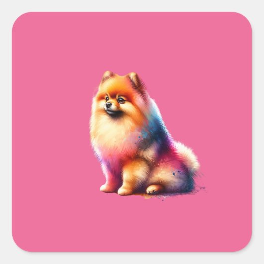 Sticker Carré Pomeranian Dog (Devant)