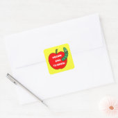 Sticker Carré Pomme rouge ver vert (Enveloppe)