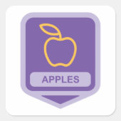 Sticker Carré Pomme violette Badge Conception Fruit Lover (Devant)