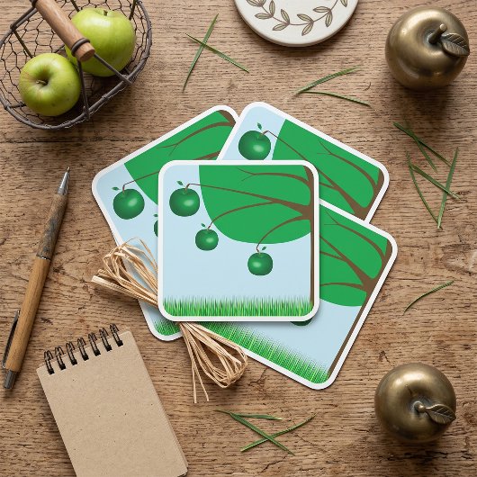 Sticker Carré Pommier Vert